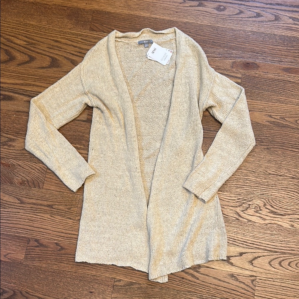 NWT Mango Tan Cardigan Sweater Open Front Knit; Size M
